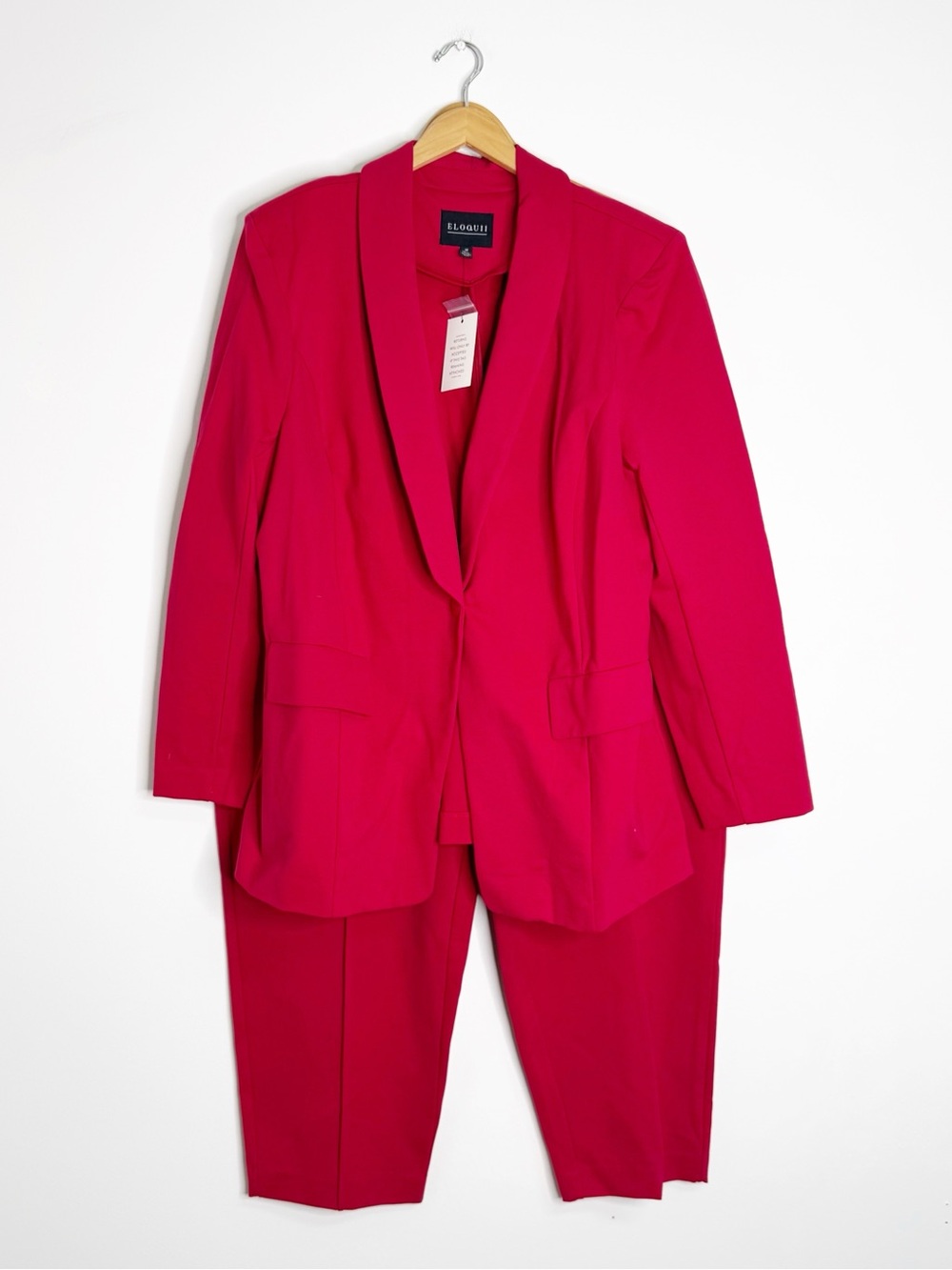 ELOQUII Raspberry Red 2 Piece Suit Blazer Pants Size 18 NWT